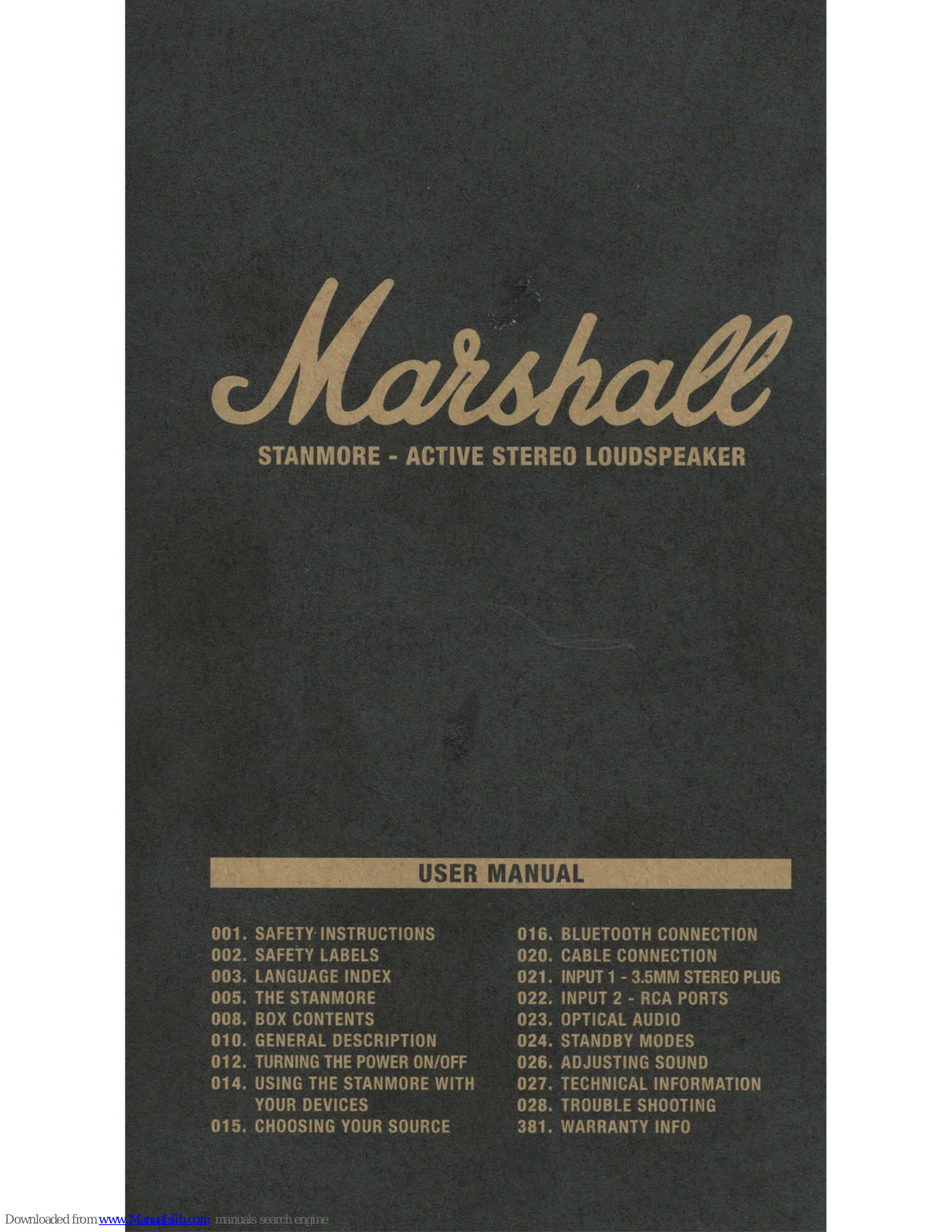 Marshall Amplification Stanmore User Manual