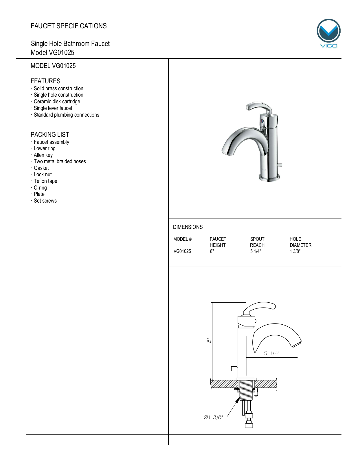 Vigo VG01025 User Manual