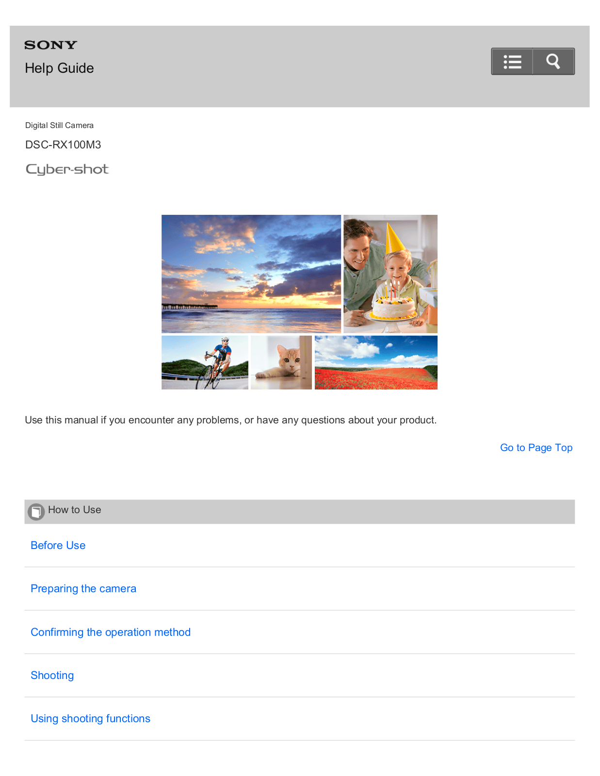 Sony DSC-RX100M3 Help Guide