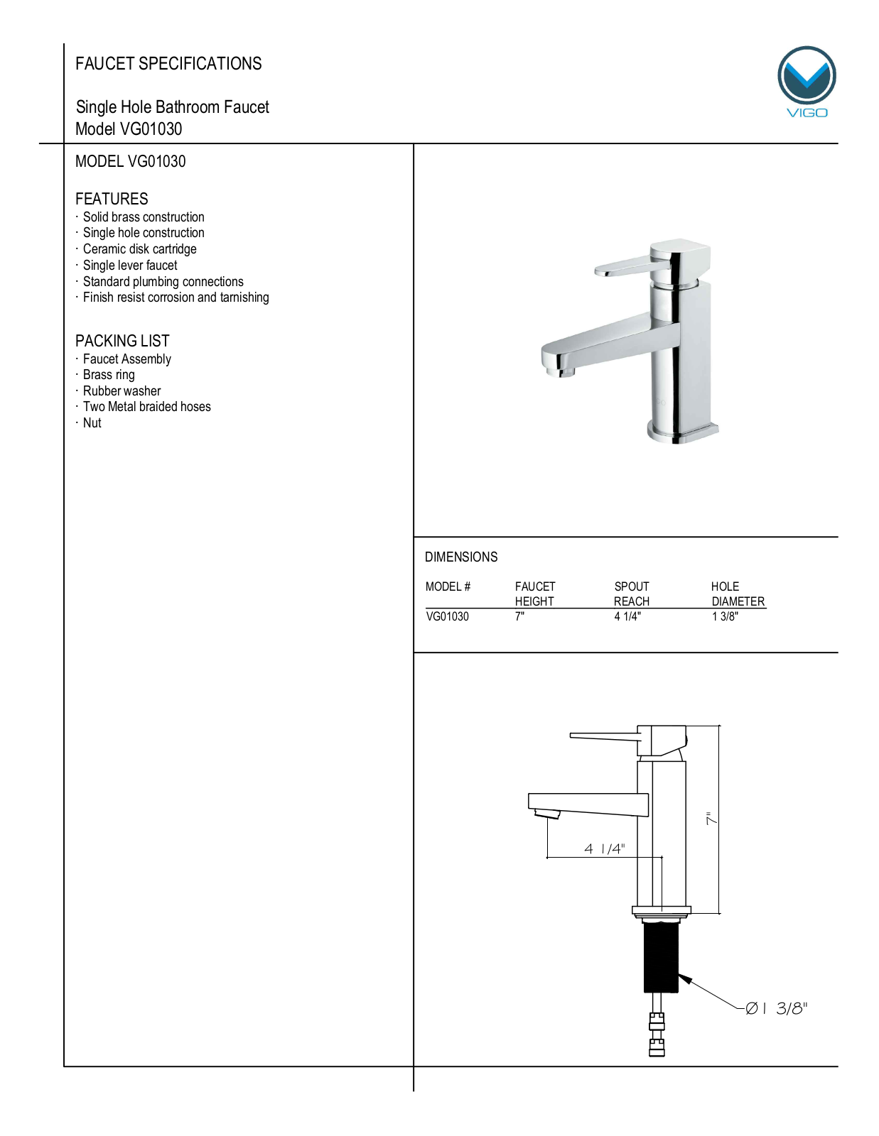 Vigo VG01030 User Manual