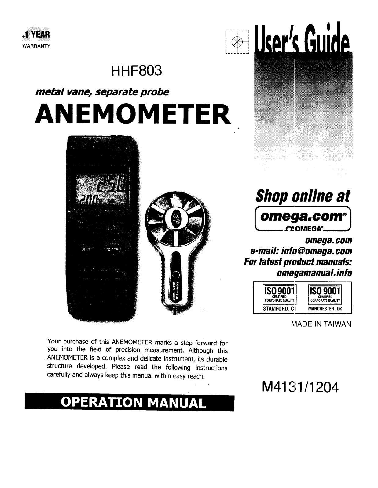 Omega HHF803 User guide - ManualMachine.com