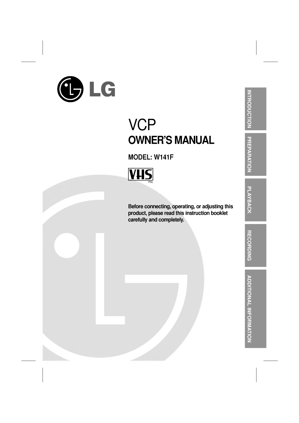 LG W141F User Manual