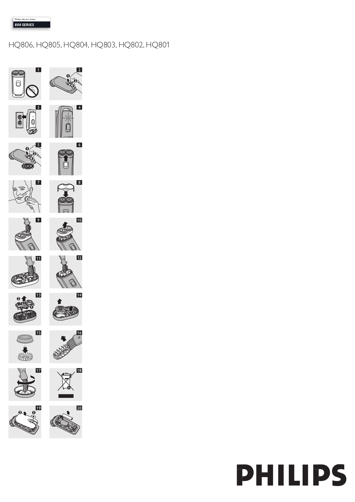 Philips HQ806, HQ805 User Manual