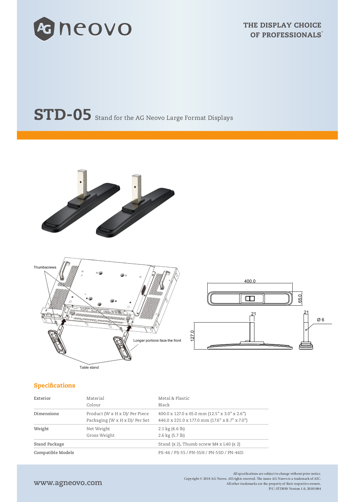 AG neovo STD-05 USER MANUAL