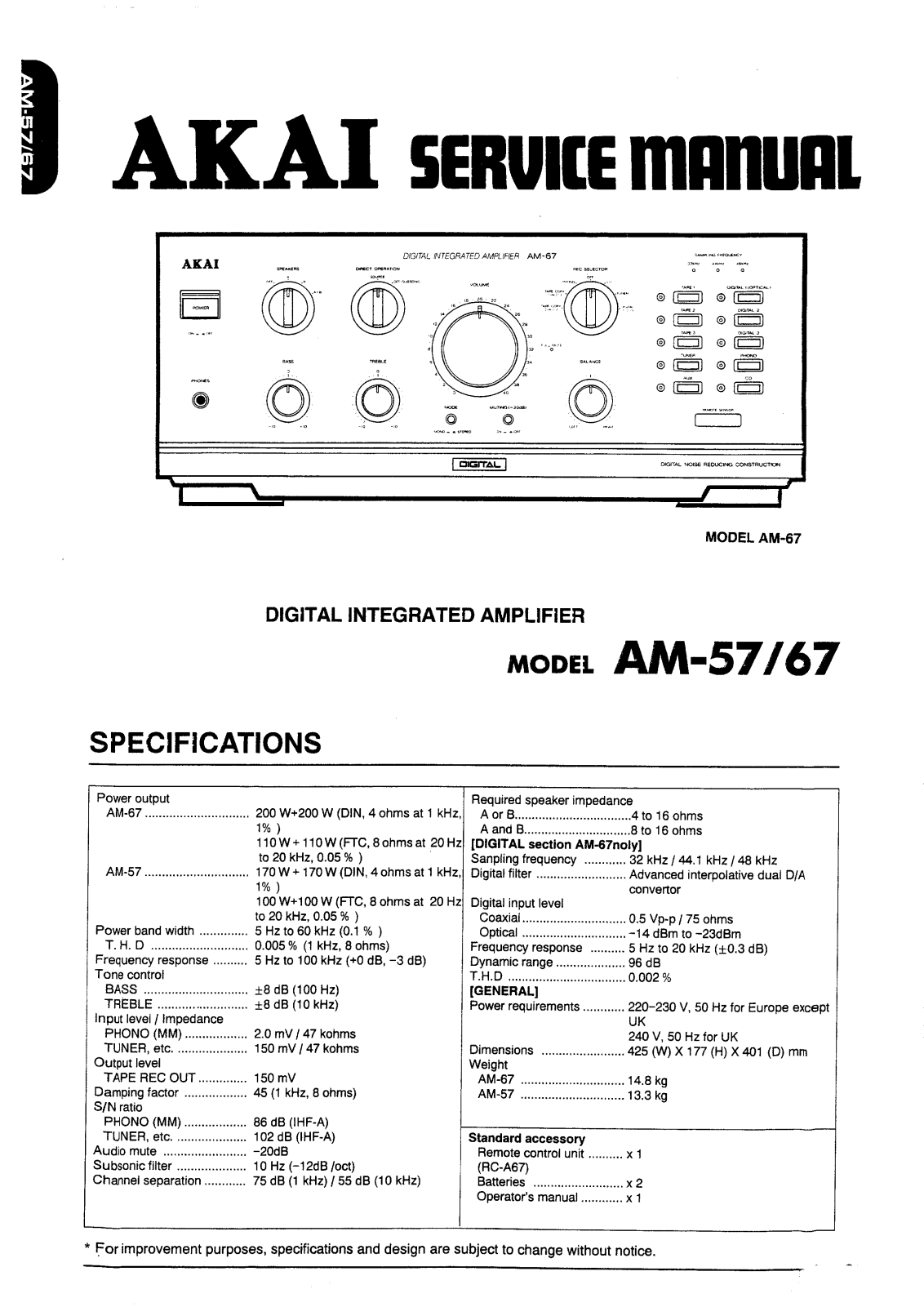 Akai AM-57, AM-67 Service manual