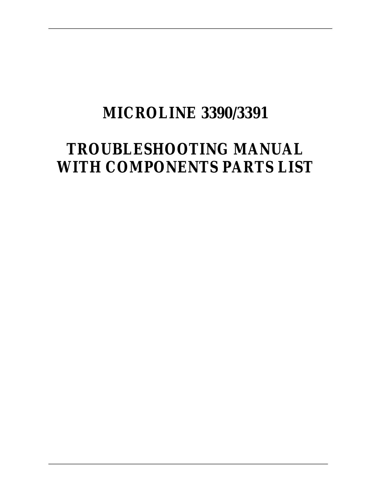 OKIDATA 3390, 3391 Troubleshooting Manual