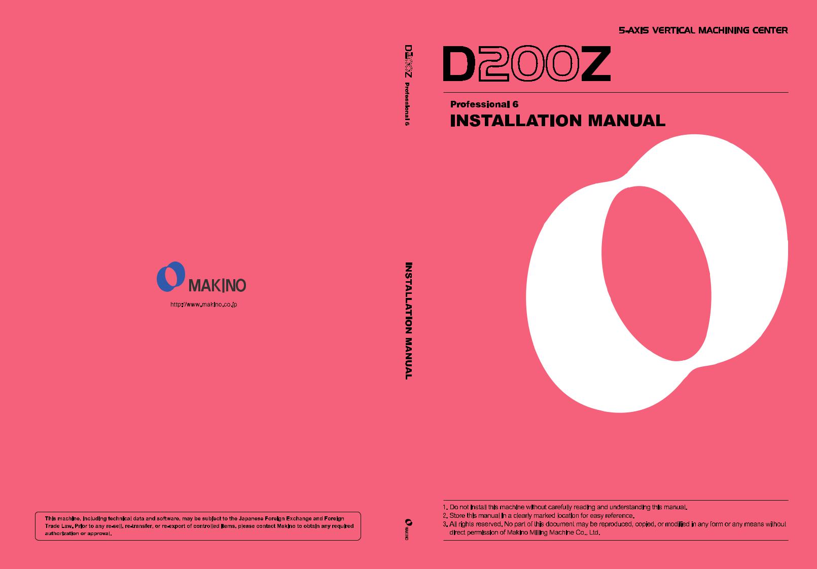 Makino D200z Installation Manual