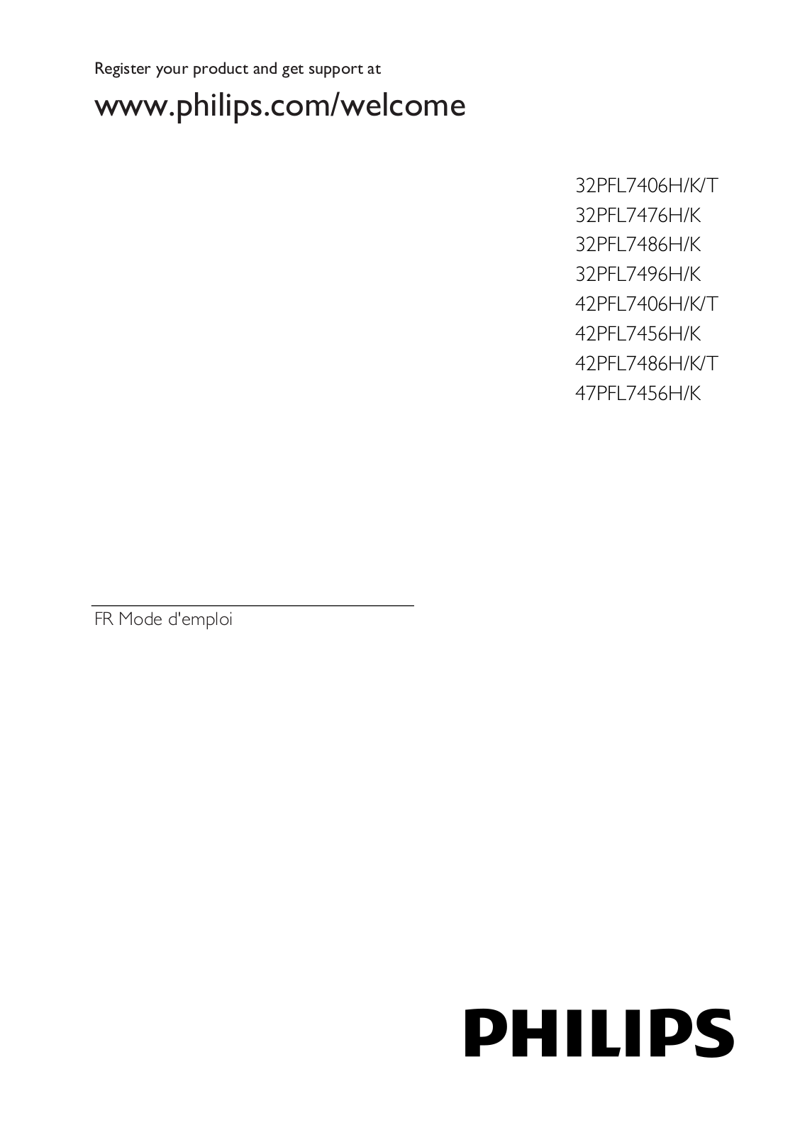 PHILIPS 42PFL7406H, 32PFL7406 User Manual