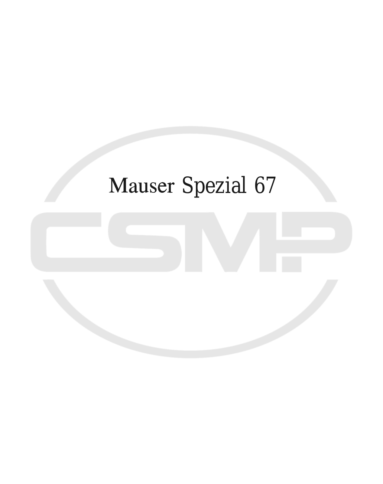 Mauser Special 67 Parts Book