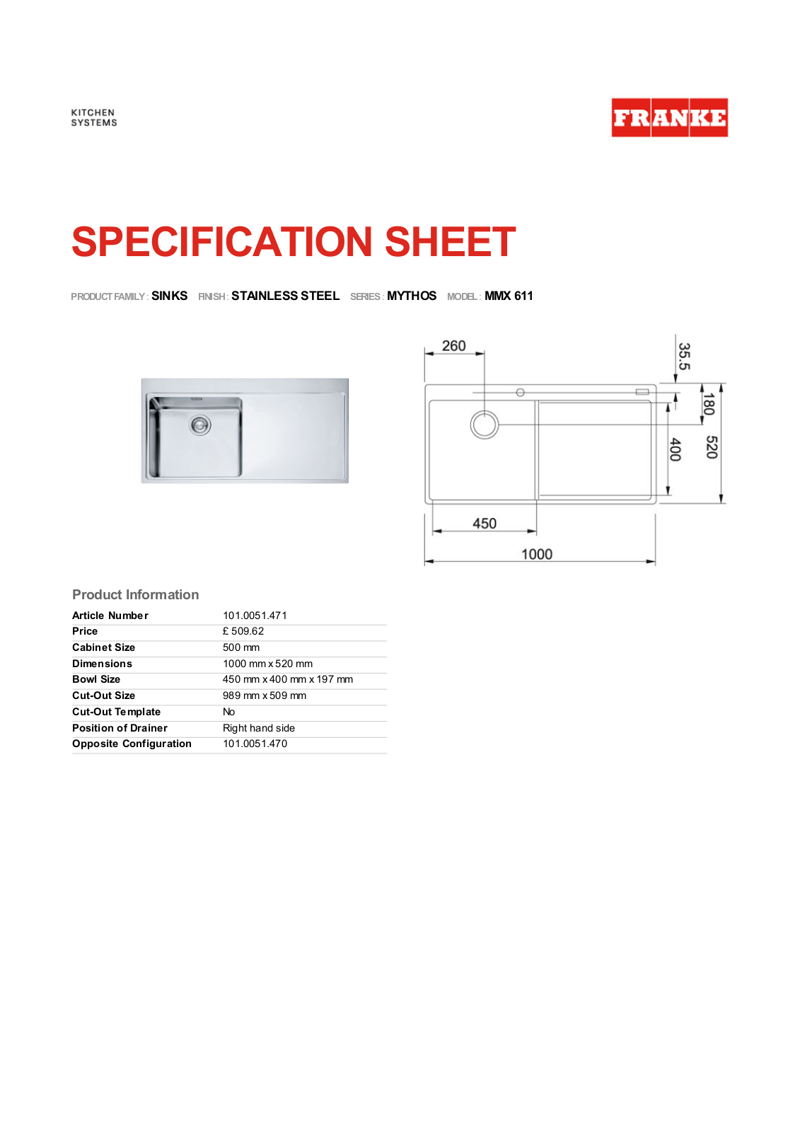 Franke Foodservice MMX 611 User Manual