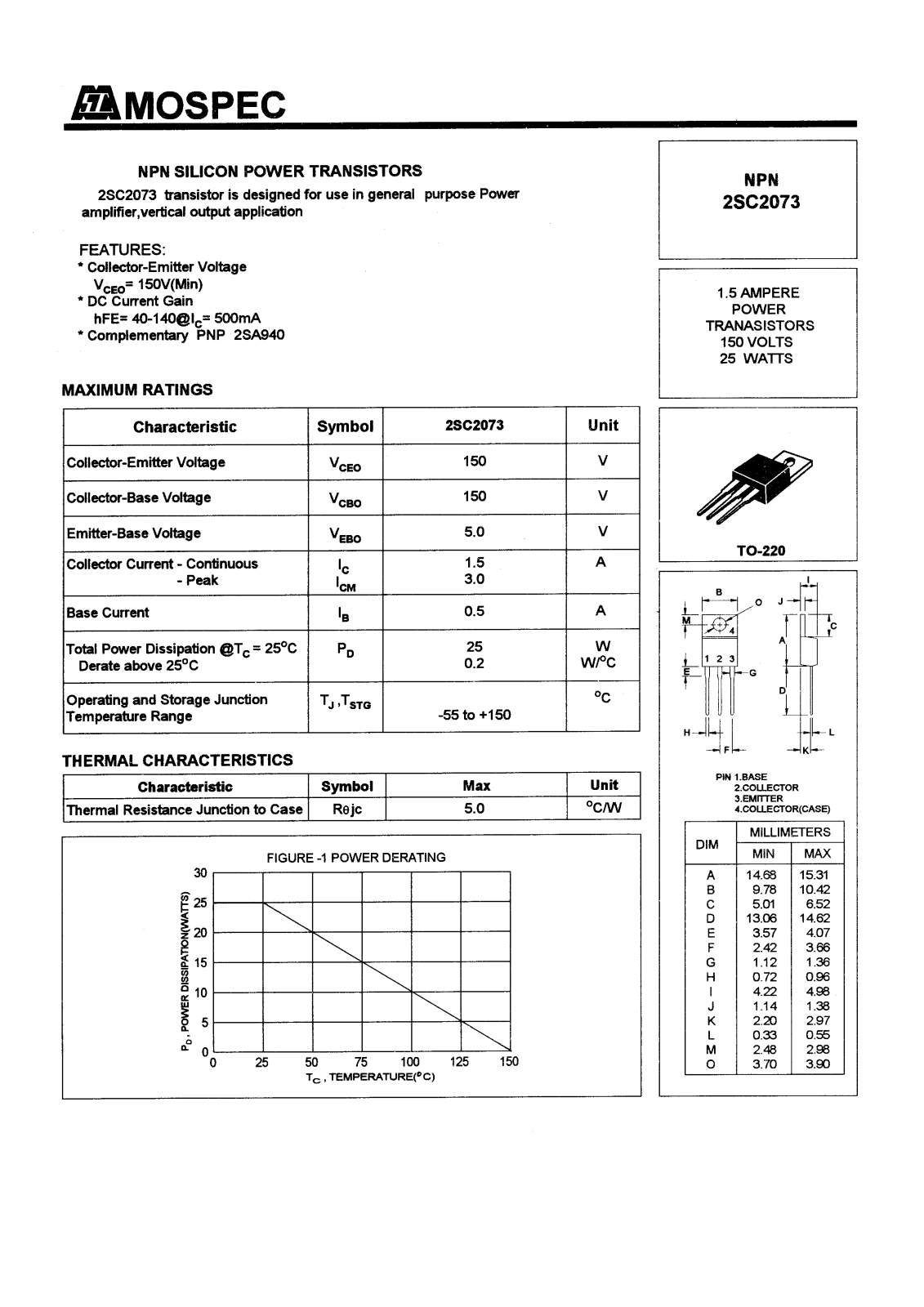 MOSPEC 2SC2073 Datasheet