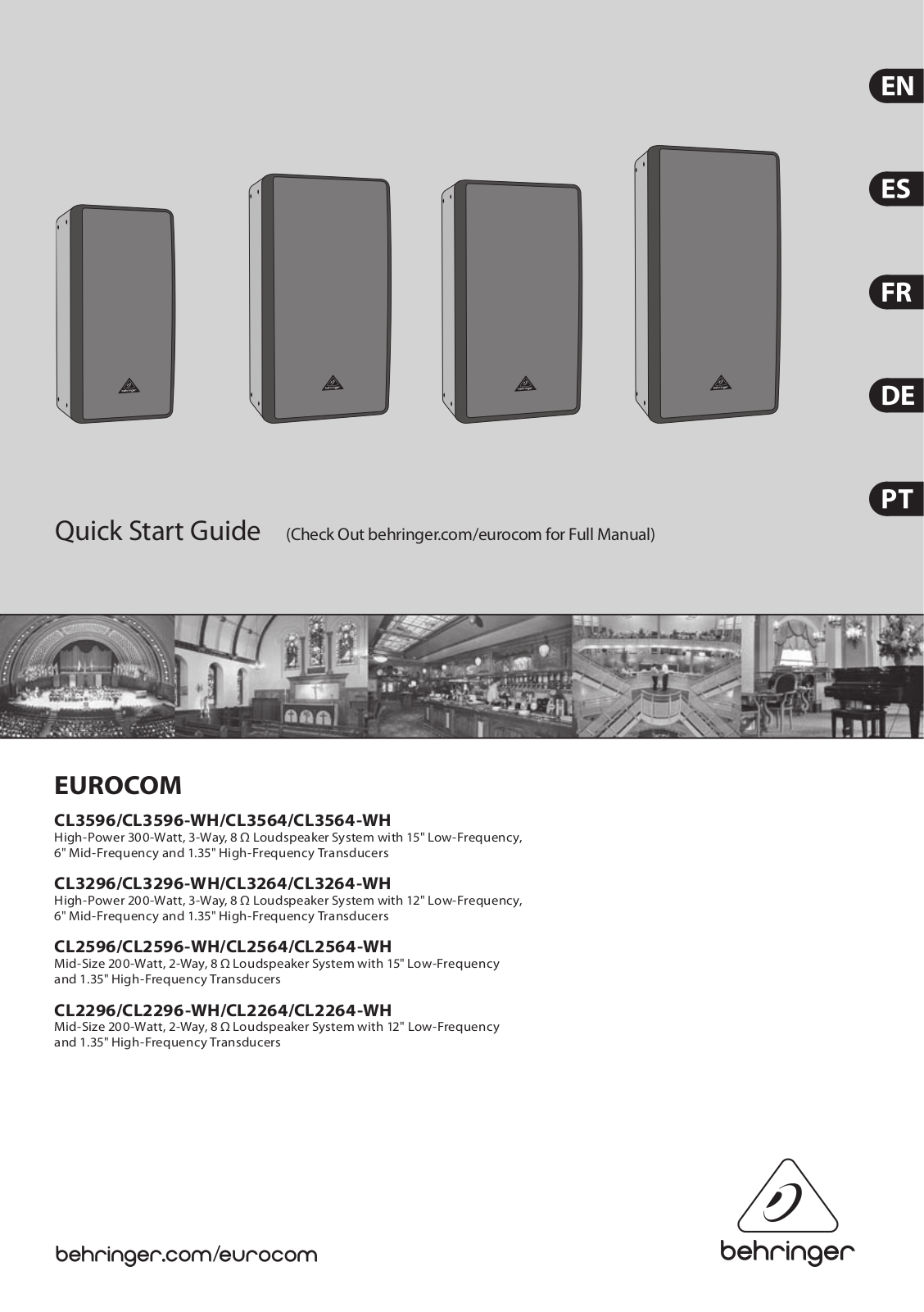 Behringer CL3596, CL3564, CL3564-WH, CL3596-WH Quick Start Manual