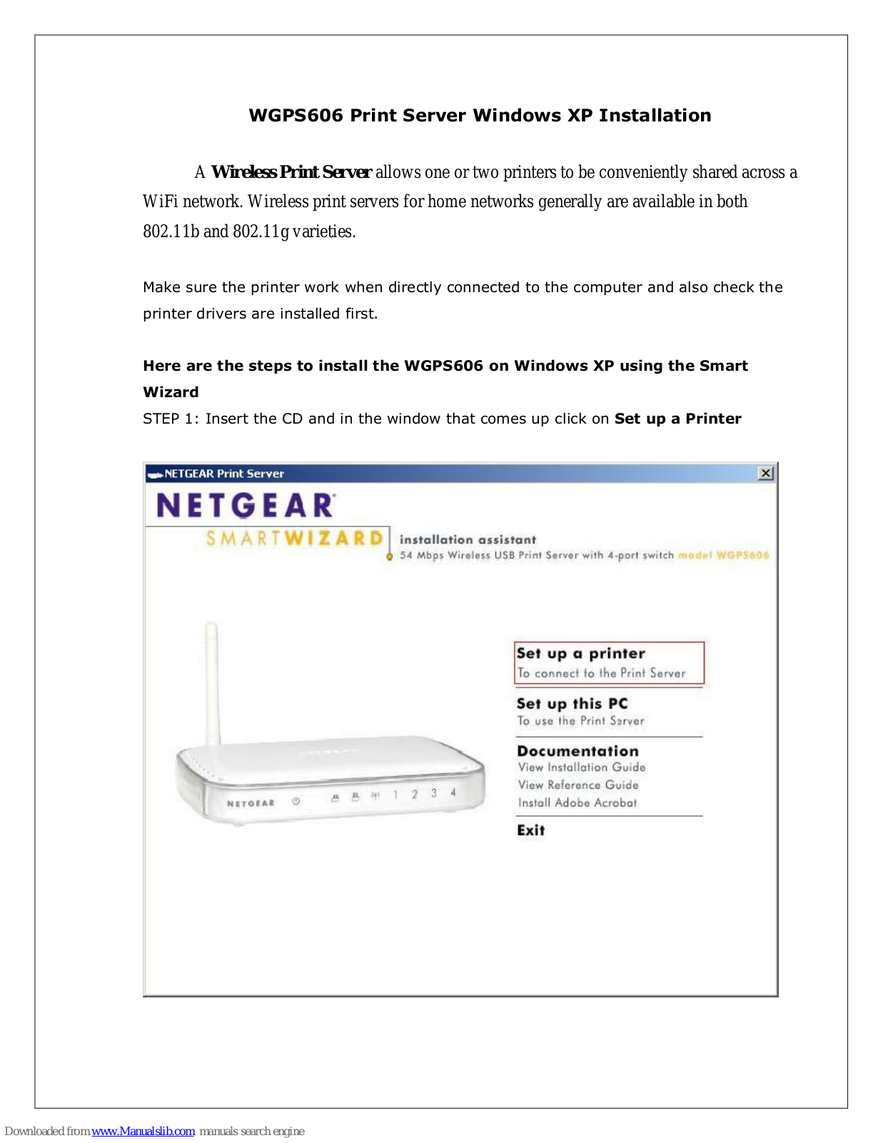 NETGEAR WGPS606NA Setup Manual