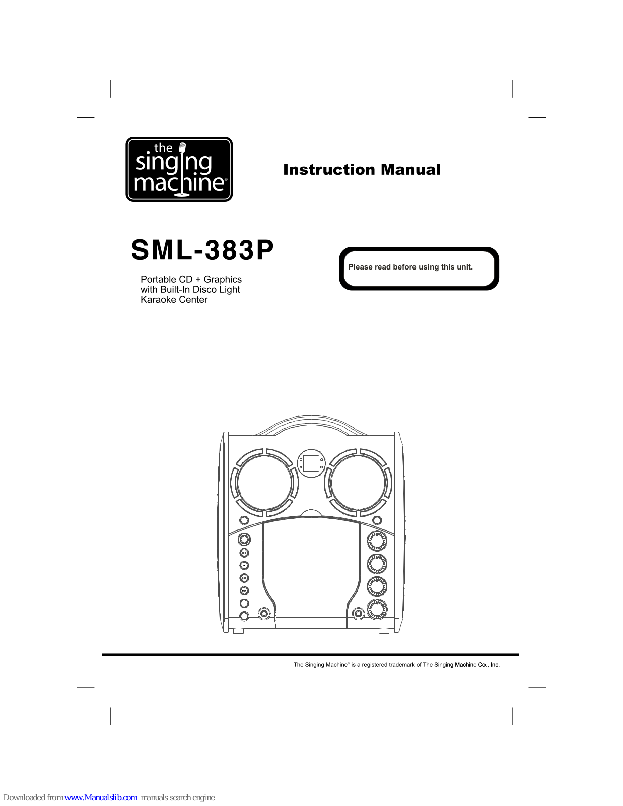 The Singing Machine SML-383P Instruction Manual