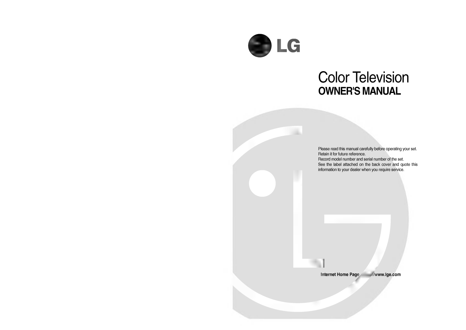 LG RP-29FD10 Owner's Manual