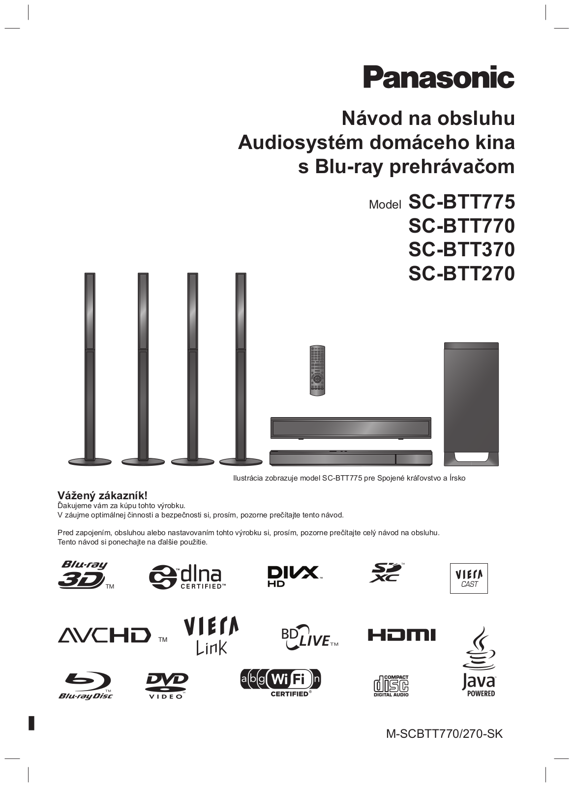 Panasonic SC-BTT775, SC-BTT770, SC-BTT370, SC-BTT270 User Manual