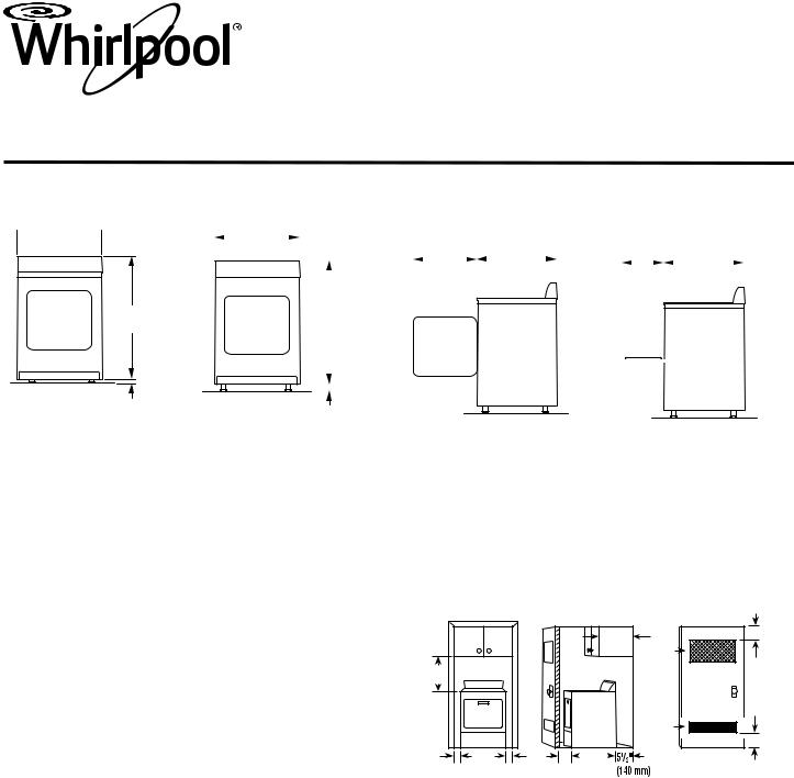 Whirlpool WED4915EW, WED4815EW, WED4916FW, WED4810EW, WED4810BQ0 Dimension Guide