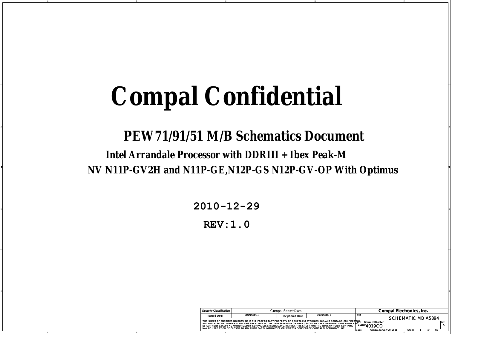 Compal Electronics PEW71, PEW91, PEW51 Schematics