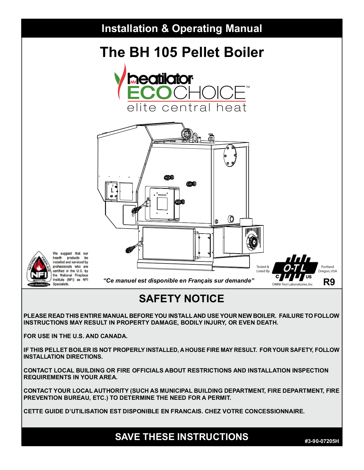 Hearth and Home Technologies BH 105 User Manual