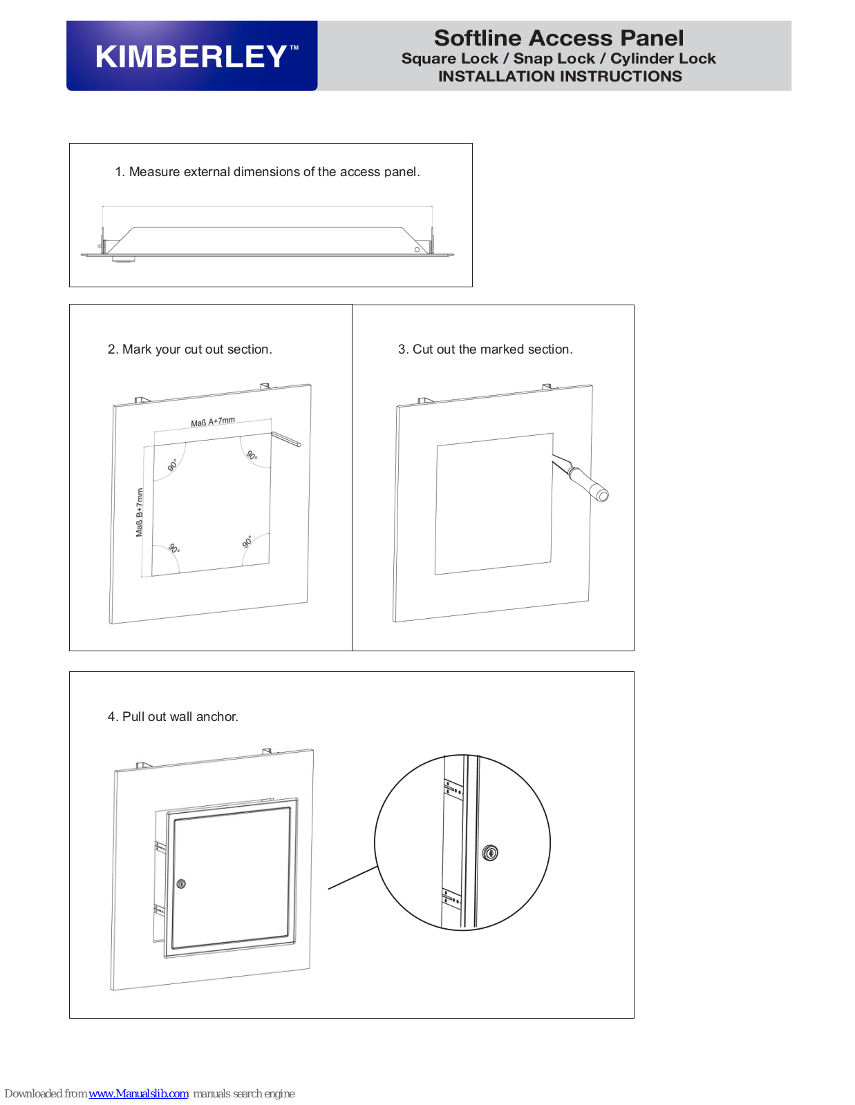 Kimberley Softline Access Panel Installation Instructions Manual