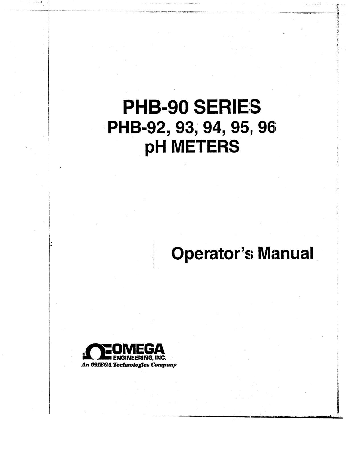 Omega Products PHB-94 Installation  Manual