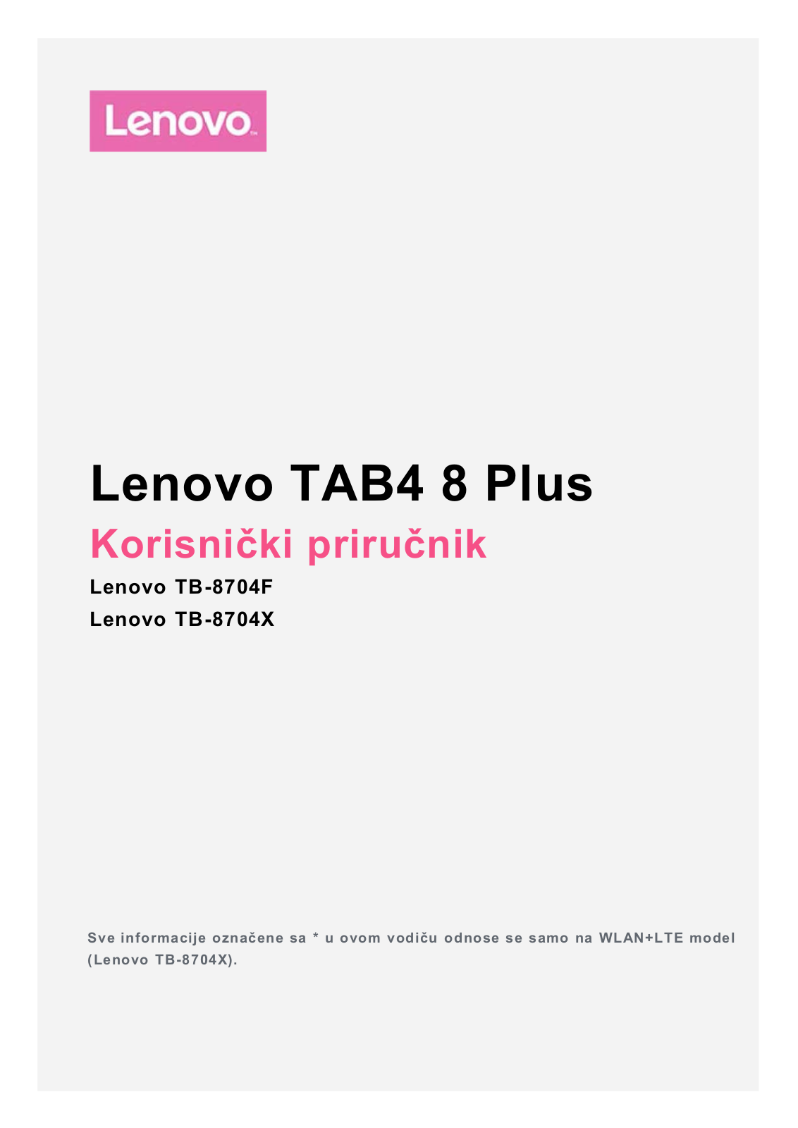 Lenovo TAB4 8 Plus User Guide