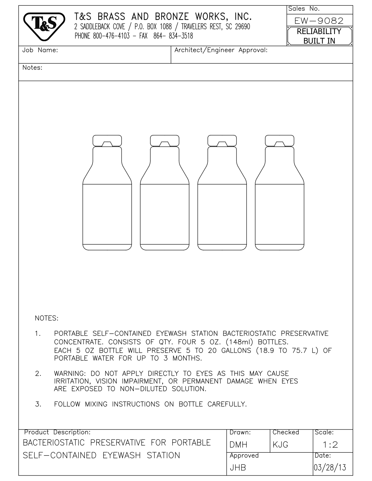 T&S Brass EW-9082 User Manual