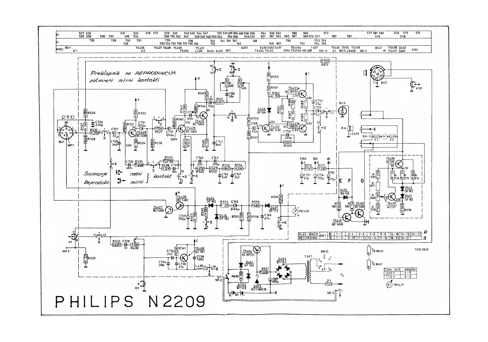 Philips n2209 Schematics