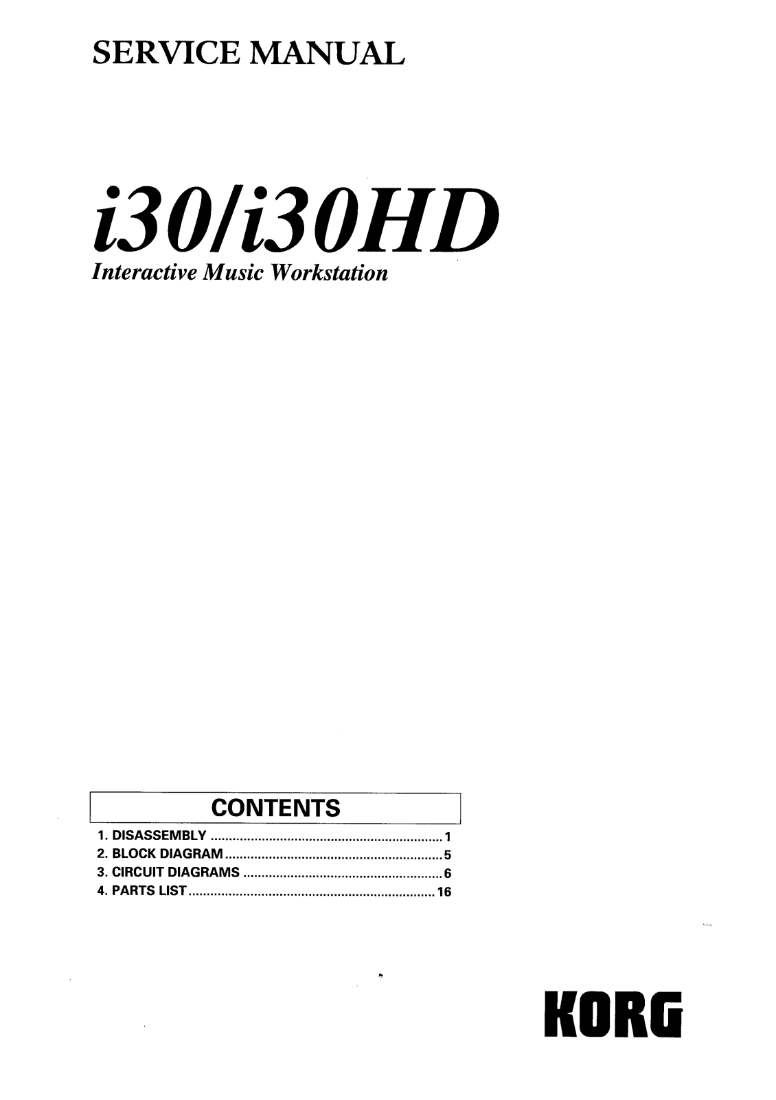 Korg I30HD Schematic