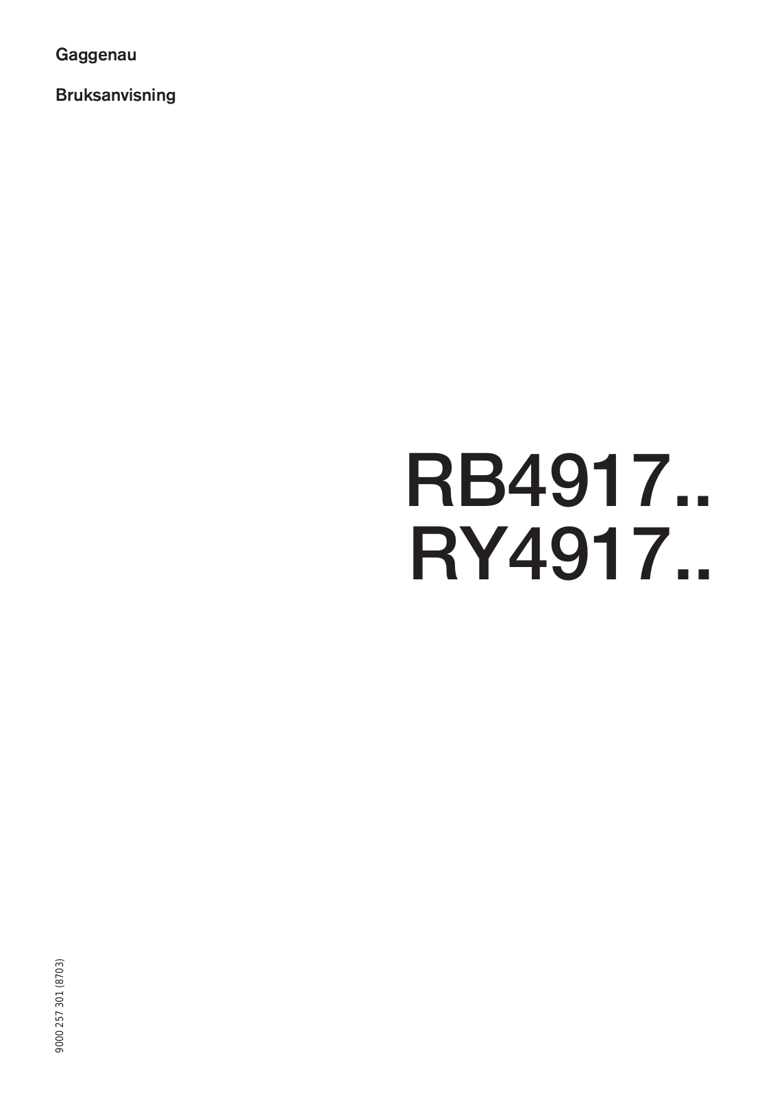 Gaggenau RB491200, RY491200 User Manual