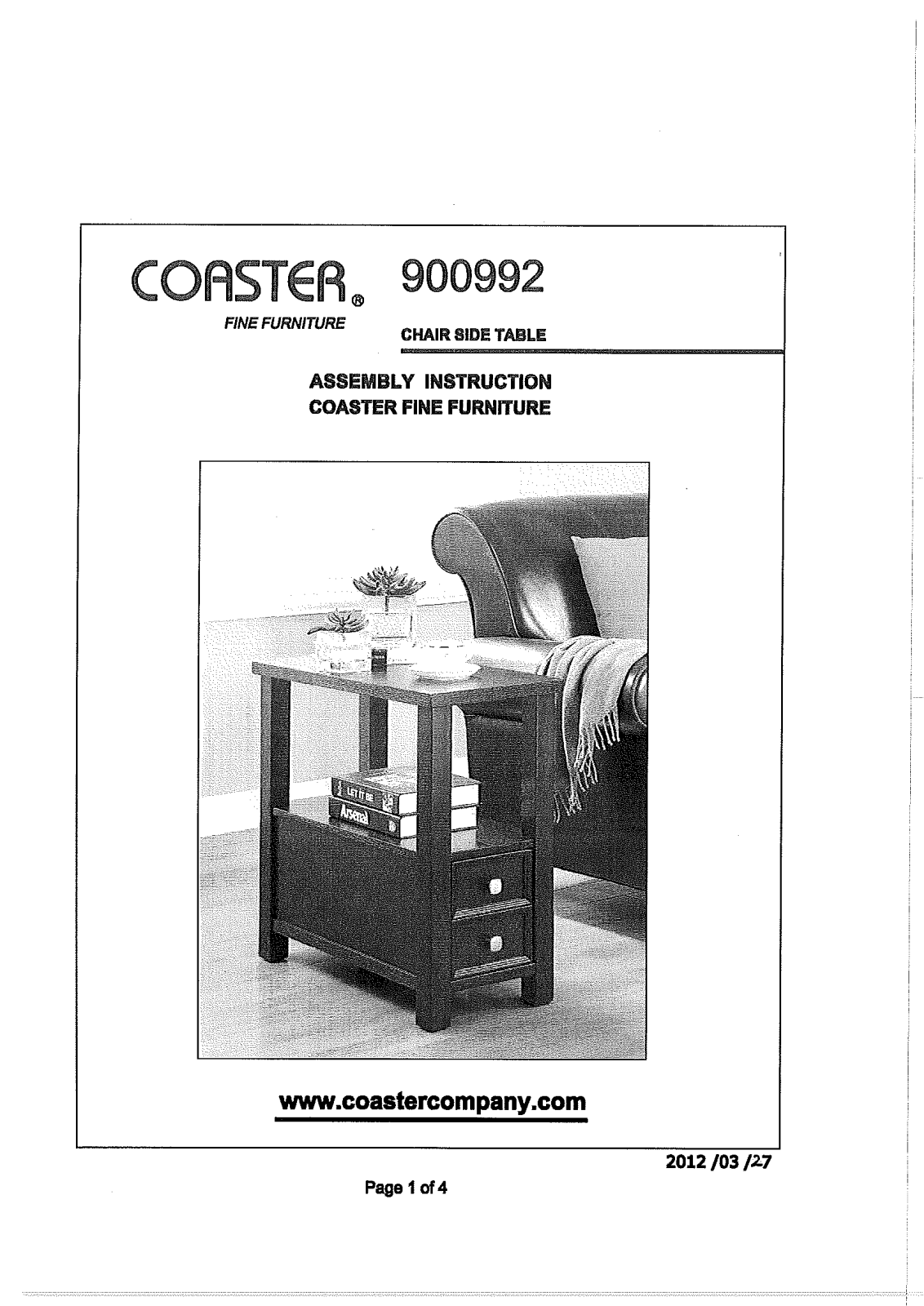 Coaster 900992 Assembly Guide