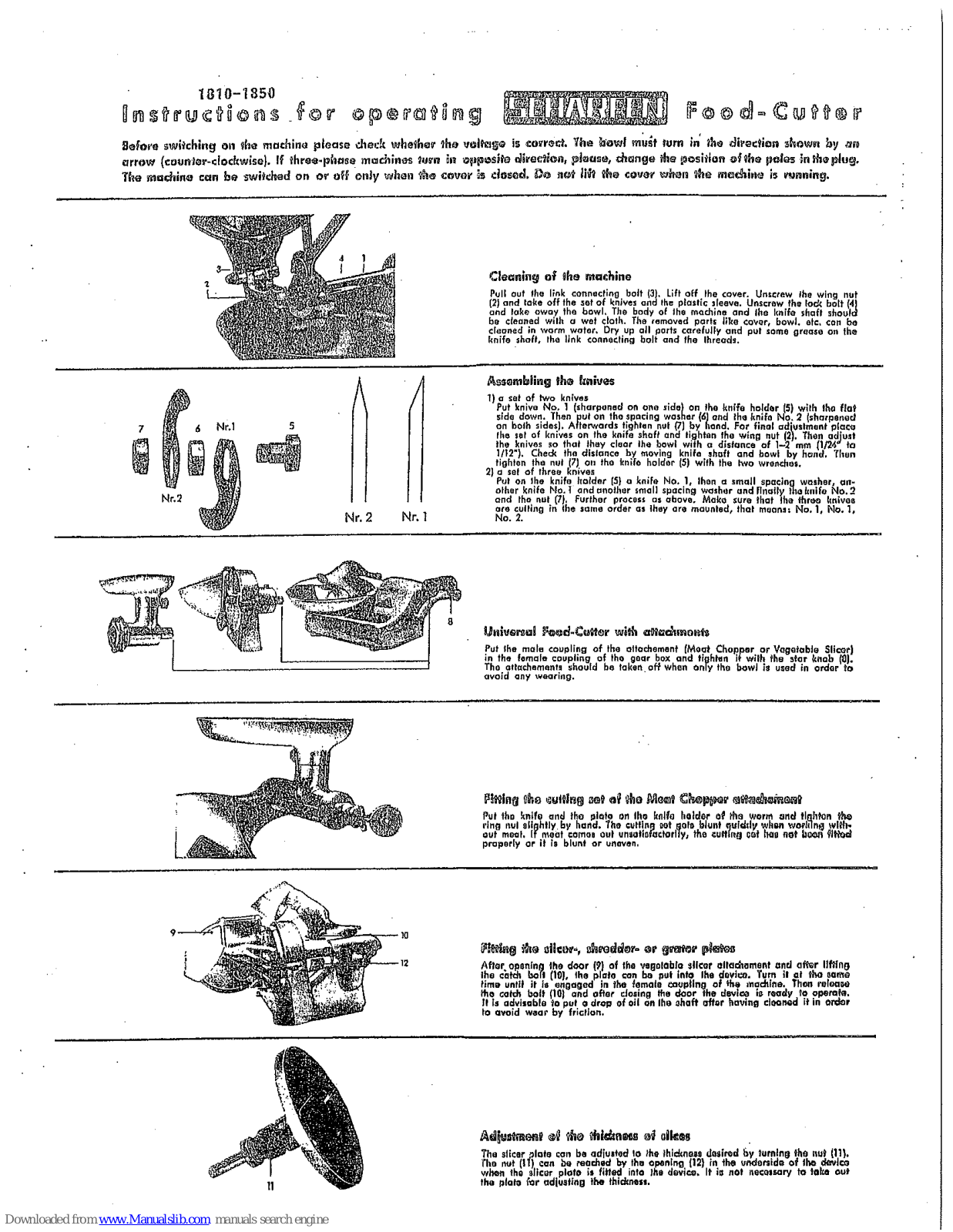 Berkel 1810, 1850 User Manual