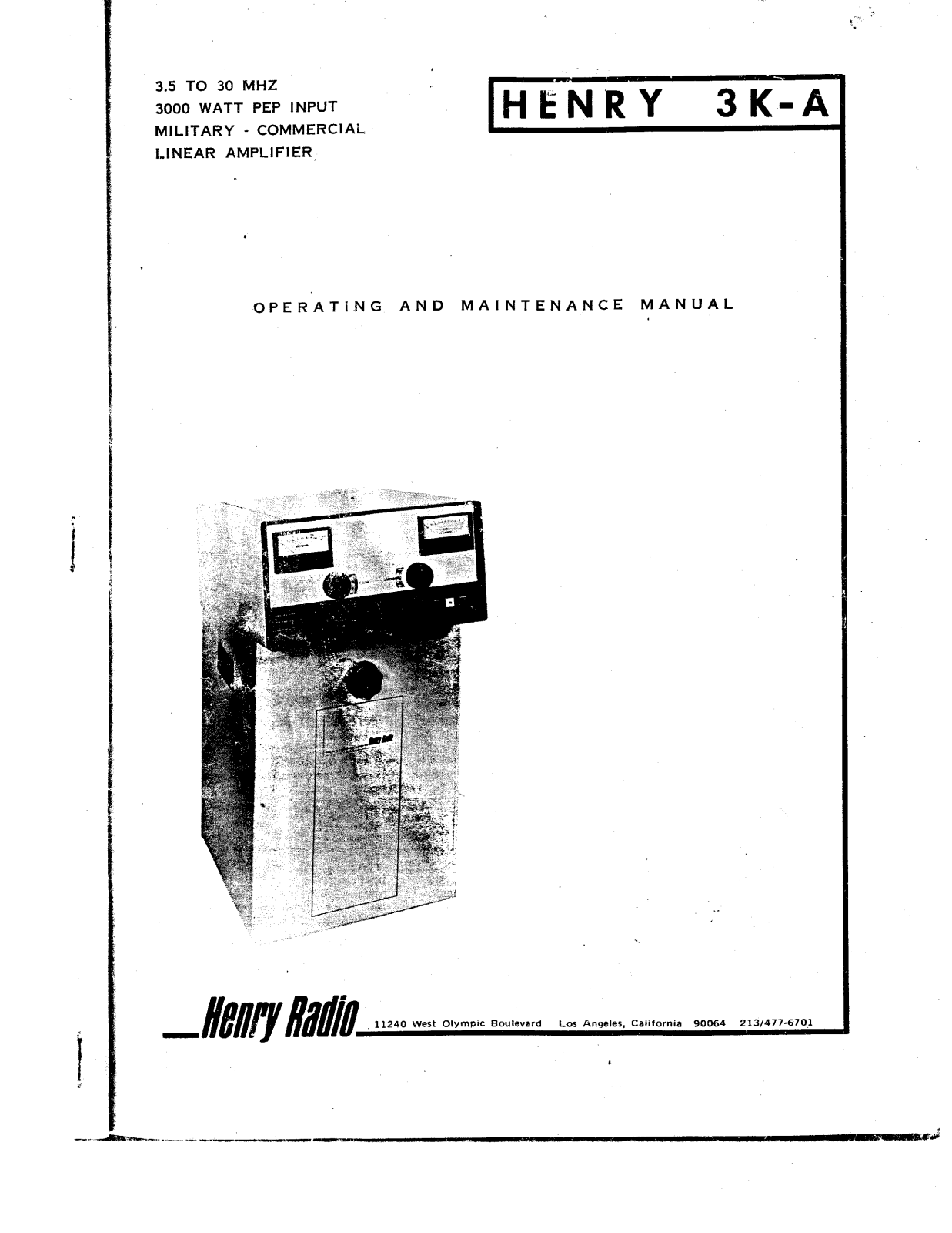 Henry Radio 3K-A Service manual