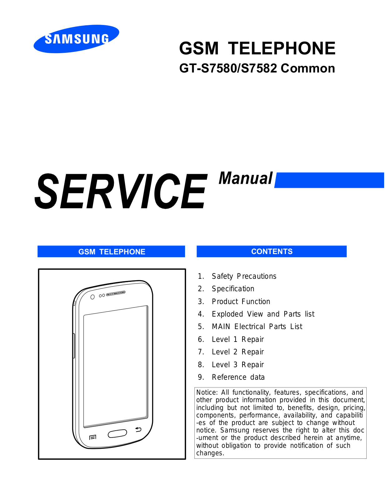 Samsung Galaxy Trend Plus, GT-S7580 Schematics COVER