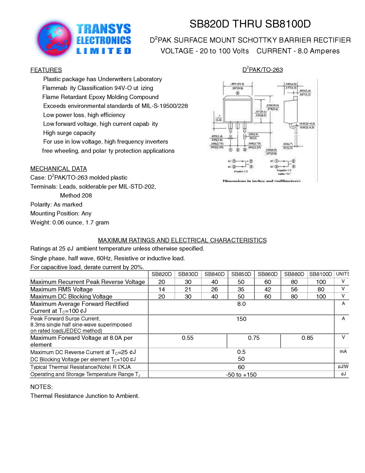 TEL SB8100D, SB830D, SB850D, SB820D, SB840D Datasheet