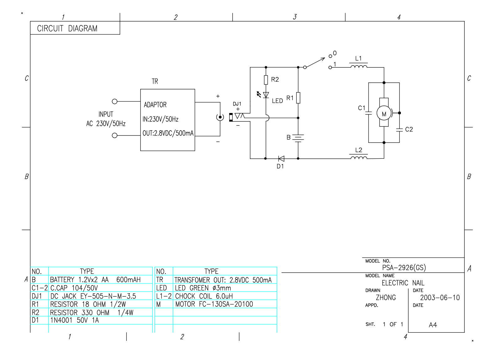 Vitek PSA-2926 Circuit diagrams