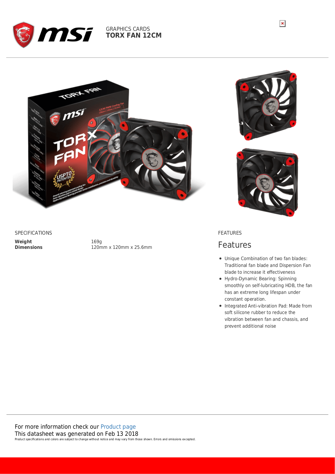 MSI TORX FAN 12CM Service Manual