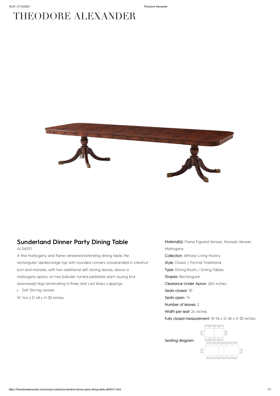 Theodore Alexander FPLJ1507 Specifications - ManualMachine.com