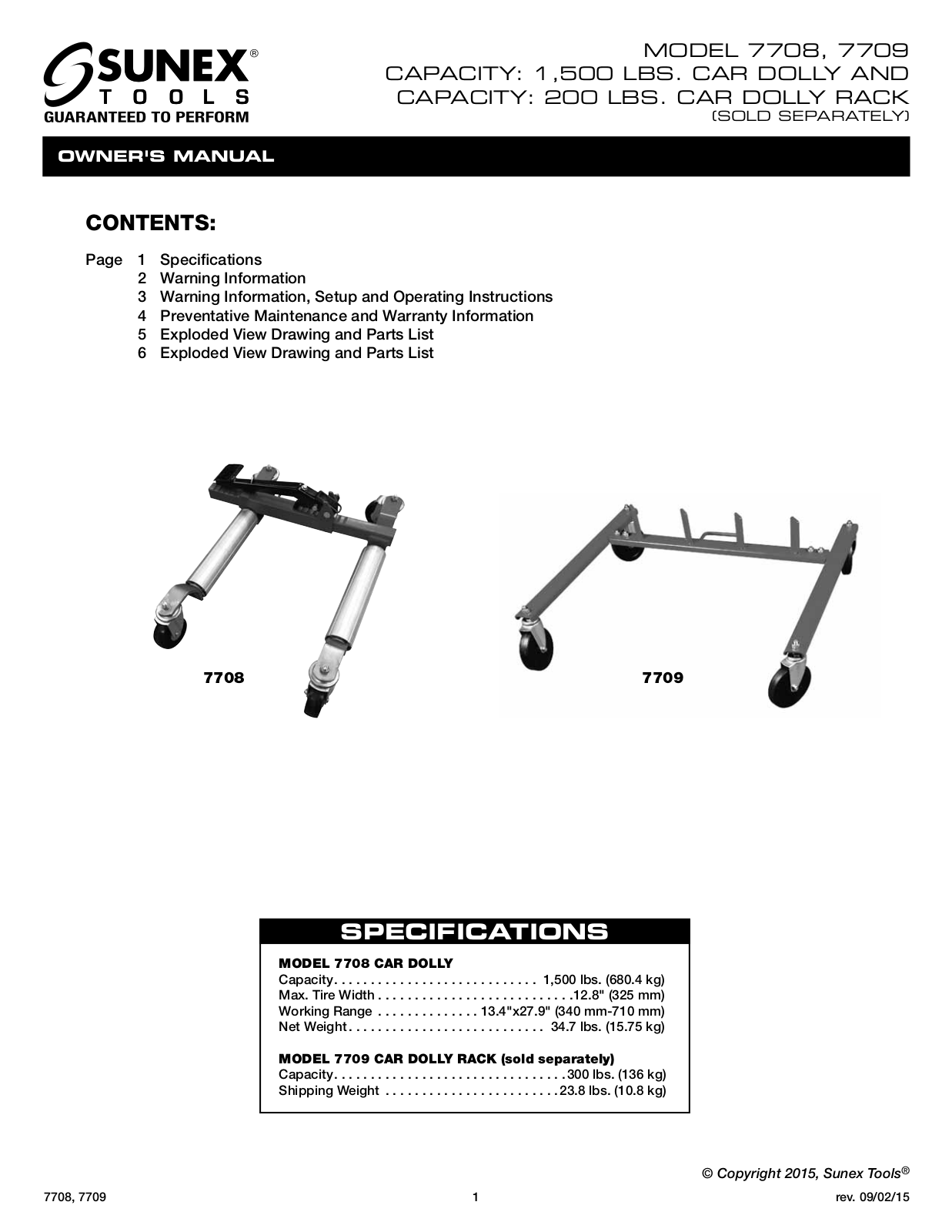 Sunex  Tools 7709 User Manual