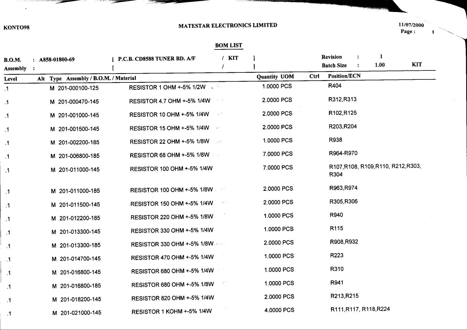 Vitek VT-3472 BOM LIST 10