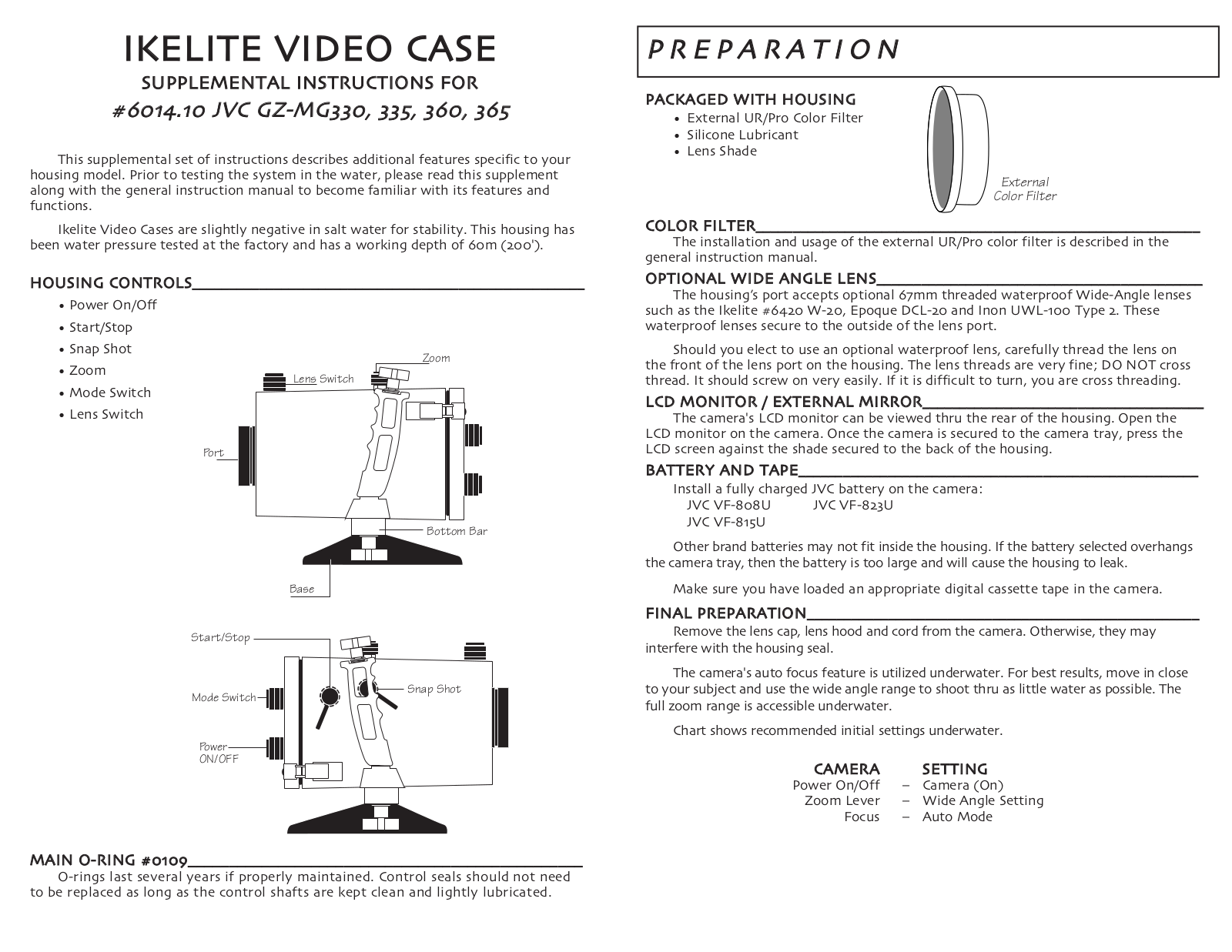 Ikelite GZ-MG-360, GZ-MG-365, GZ-MG-335, GZ-MG-330, 6014.10 User Manual