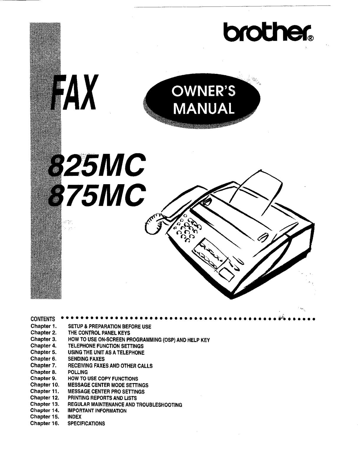 Brother FAX-825MC, FAX-875MC Owner Manual