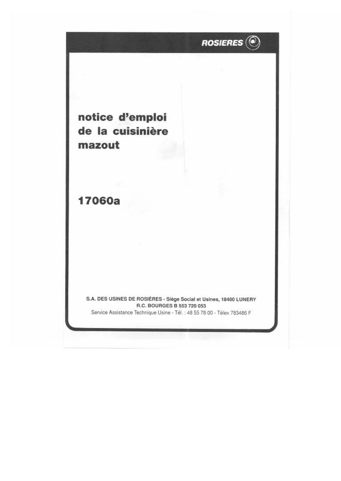 Rosières 17060A User Manual