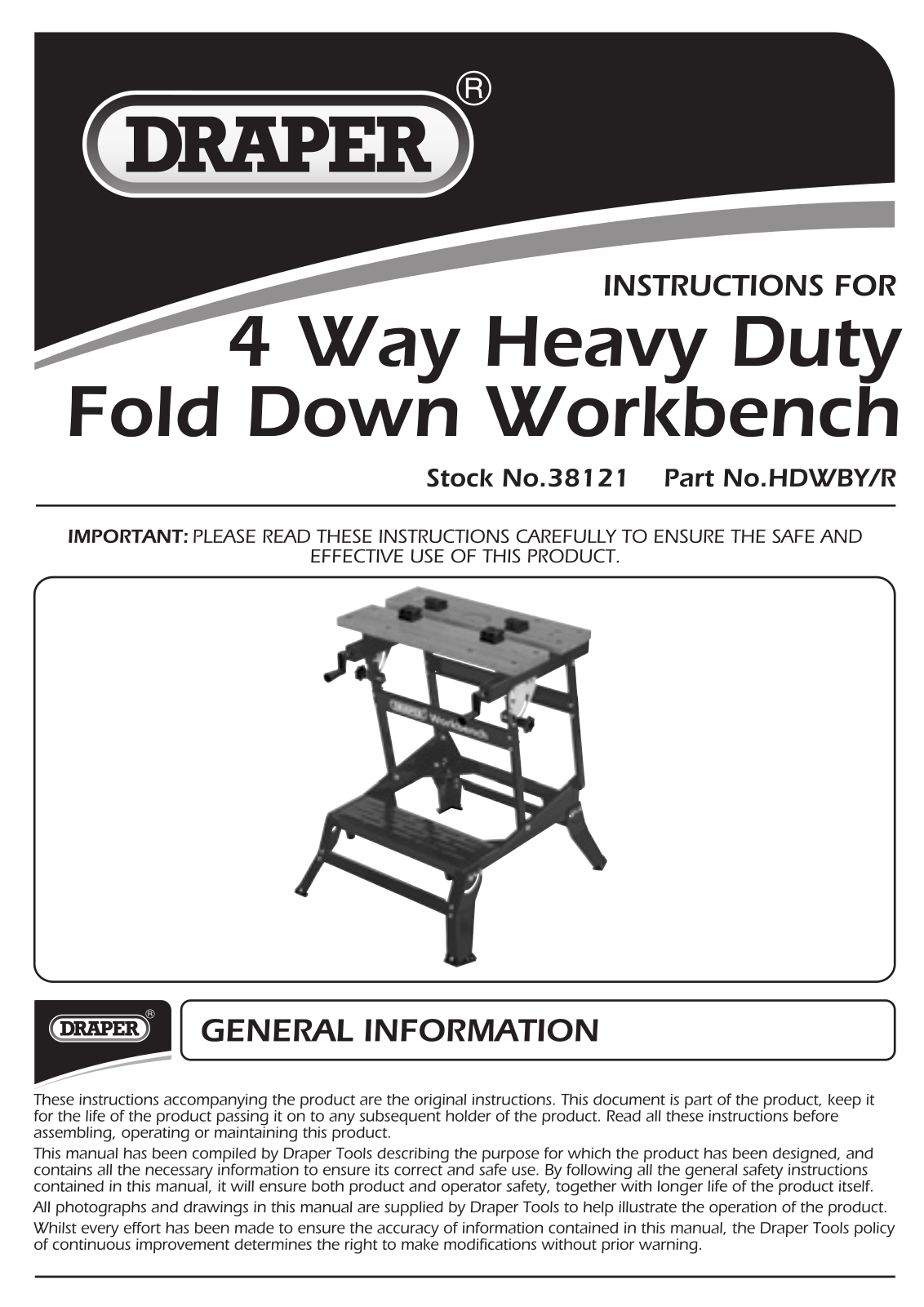 Draper Tools 38121 Instructions - ManualMachine.com