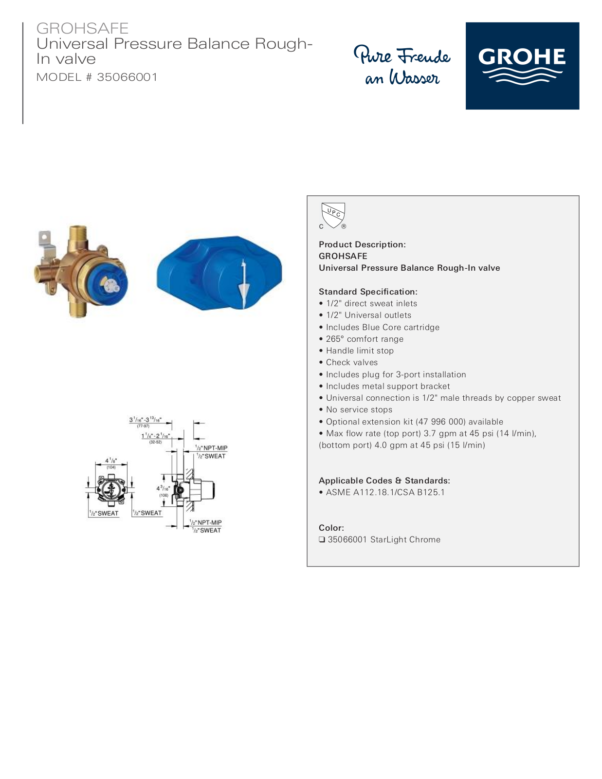 GROHE GRH5438 Specifications - ManualMachine.com
