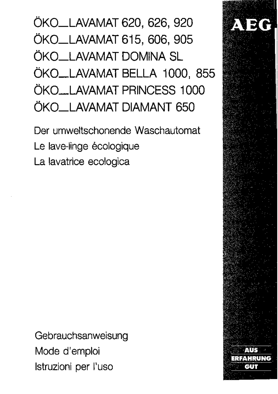 AEG LAV905W, LAV920, LAV905, LAV620WI, LAV615 User Manual