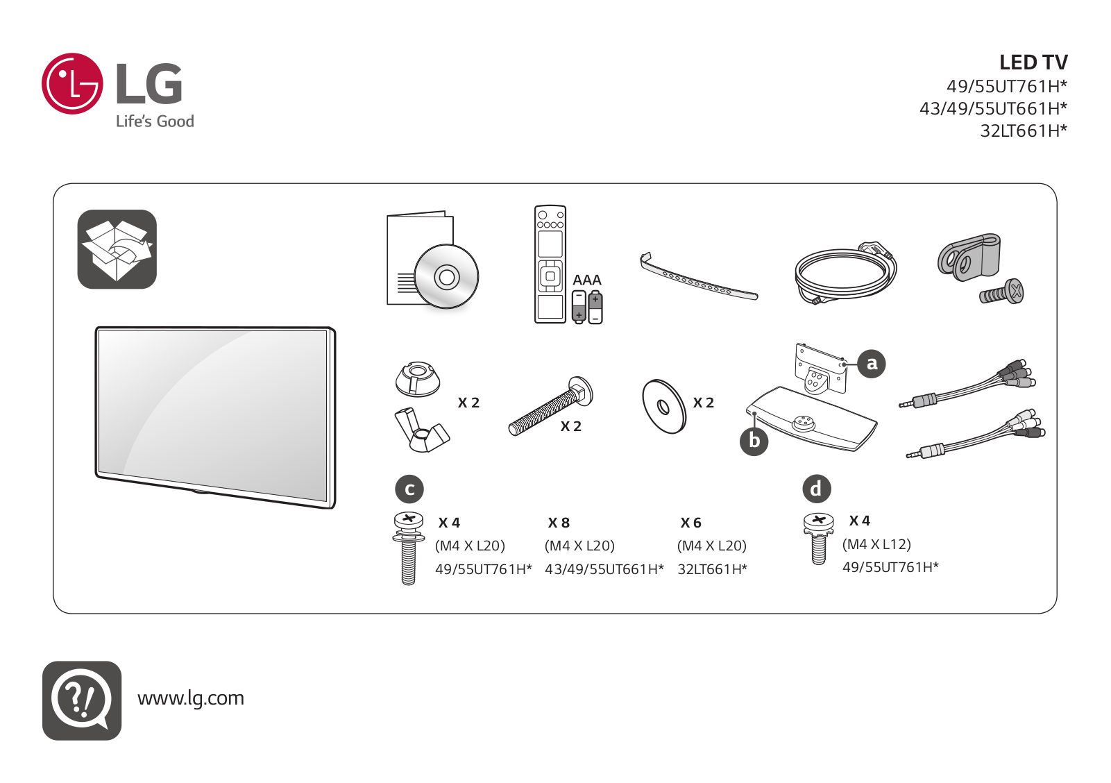 LG 49UT761H0ZA, 49UT661H0ZA Quick Start Guide