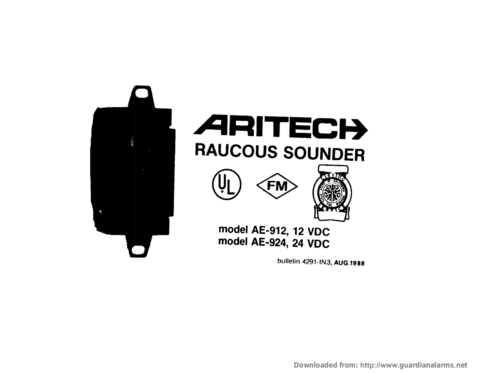 Aritech AE-912, AE-924, 12VDC, 24VDC Users Manual