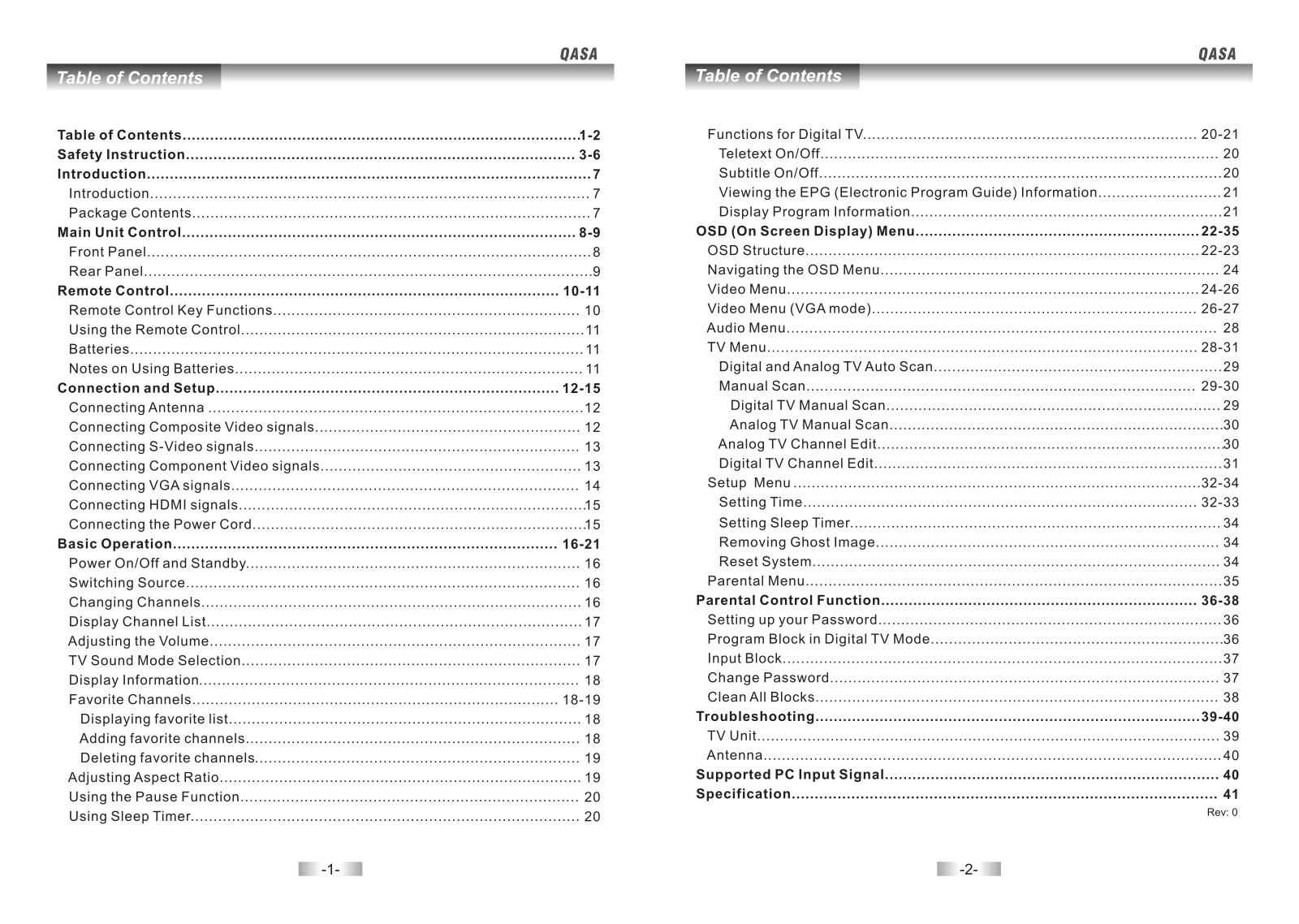 SONIQ QSP423T User Manual