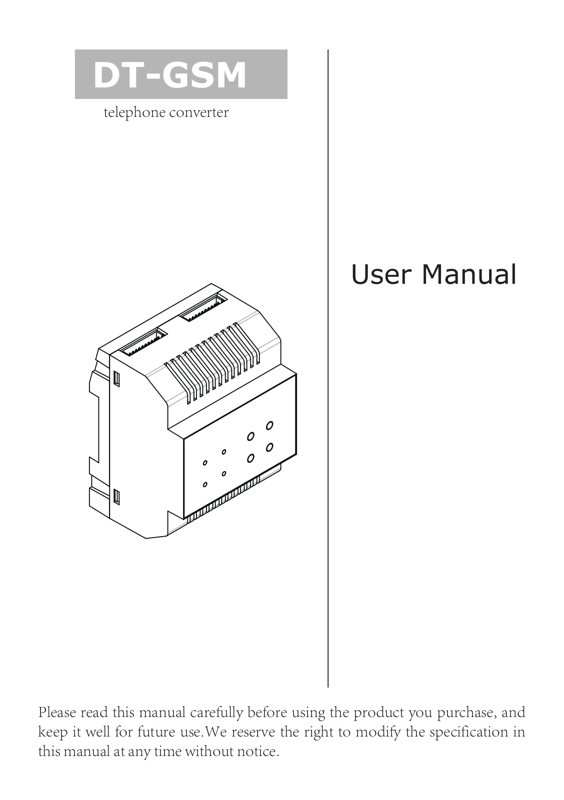 NY Wholesale Intercom DT-GSM User Manual